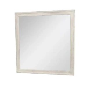 Dresser Mirror, Antique White Poplar Wood Frame, Square 40 Inch