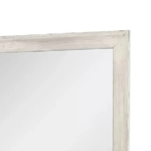 Dresser Mirror, Antique White Poplar Wood Frame, Square 40 Inch