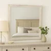 Dresser Mirror, Antique White Poplar Wood Frame, Square 40 Inch