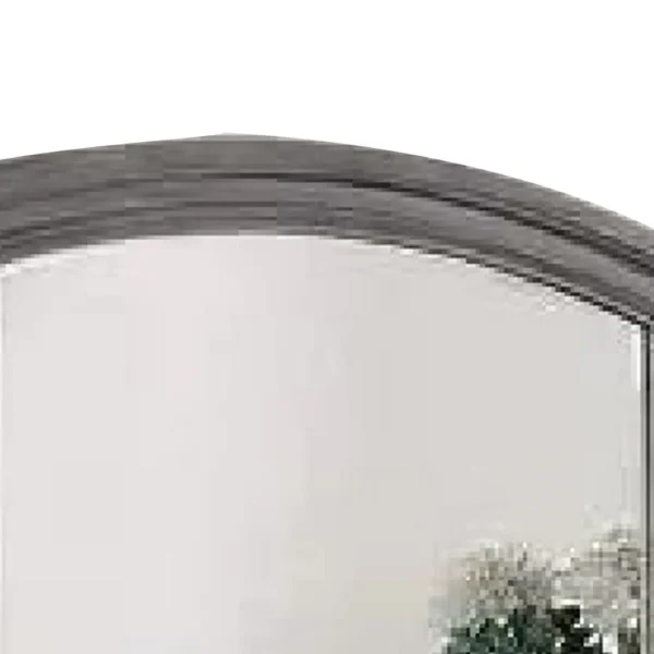 Dresser Mirror, Gray Pine Wood Frame, Farmhouse Carved Details 36x42