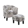 BM341031_b687b567-9aab-40a0-8420-521a257316db Beua 2pc Accent Chair and Ottoman Set, White and Black Script Print