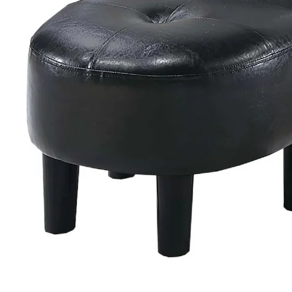 Beua 2pc Accent Chair and Ottoman Set, Black Faux Leather, Foam Cushions