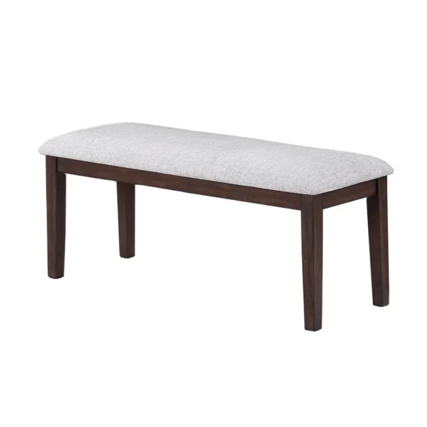 BM341035_1_655546bf-5669-4a21-9832-2cd148e41424 Dining Bench, White Fabric Walnut Brown Rubberwood, 46 Inch Foam Seat