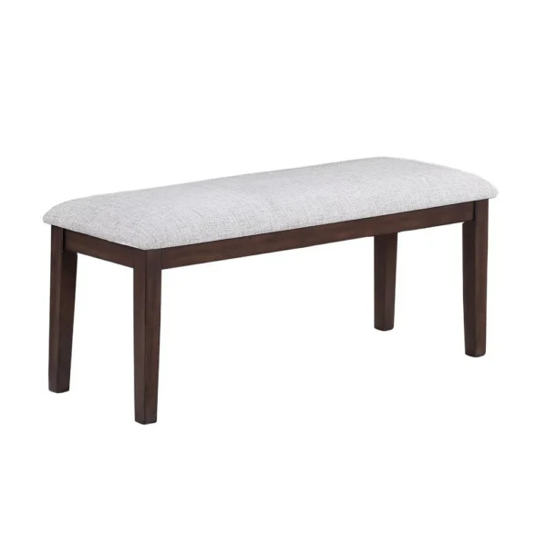 BM341035_ceafa084-8fc1-4e56-a159-a92986921f74 Dining Bench, White Fabric Walnut Brown Rubberwood, 46 Inch Foam Seat