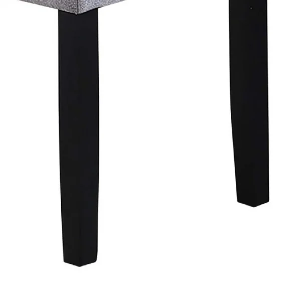 Arun Dining Bench, 41 Inch Charcoal Gray Fabric, Black Rubberwood