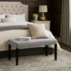 Arun Dining Bench, 41 Inch Charcoal Gray Fabric, Black Rubberwood