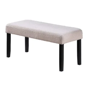 Arun Dining Bench, Beige Fabric, Black Rubberwood, 41 Inch Foam Seat