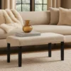 BM341037_6 Arun Dining Bench, Beige Fabric, Black Rubberwood, 41 Inch Foam Seat