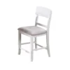 Dining Side Chair Set of 2, Charcoal Gray Fabric Foam Seat, Black Rubberwood