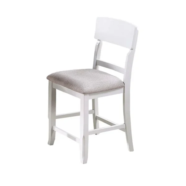 Dining Side Chair Set of 2, Charcoal Gray Fabric Foam Seat, Black Rubberwood