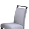 Dining Side Chair Set of 2, Charcoal Gray Fabric Foam Seat, Black Rubberwood