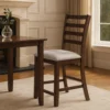BM341043_5 Rosanna Counter Height Chairs, Set of 2, White Fabric Foam Seat, Walnut Brown Wood