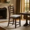 BM341043_6 Rosanna Counter Height Chairs, Set of 2, White Fabric Foam Seat, Walnut Brown Wood