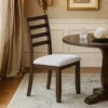 BM341044_5 Rosanna Dining Chair, Set of 2, White Fabric Foam Seat, Walnut Brown Rubberwood