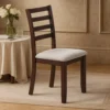 BM341044_6 Rosanna Dining Chair, Set of 2, White Fabric Foam Seat, Walnut Brown Rubberwood