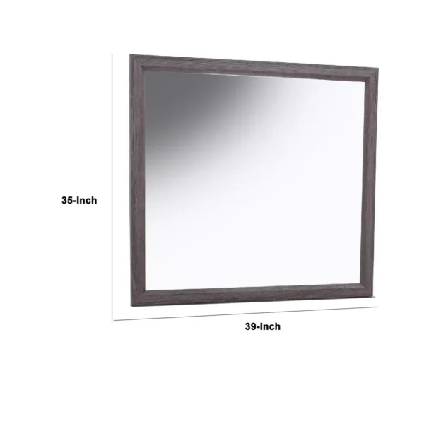 Dresser Mirror, Foil Gray Solid Wood, 35x39 Broad Frame Design