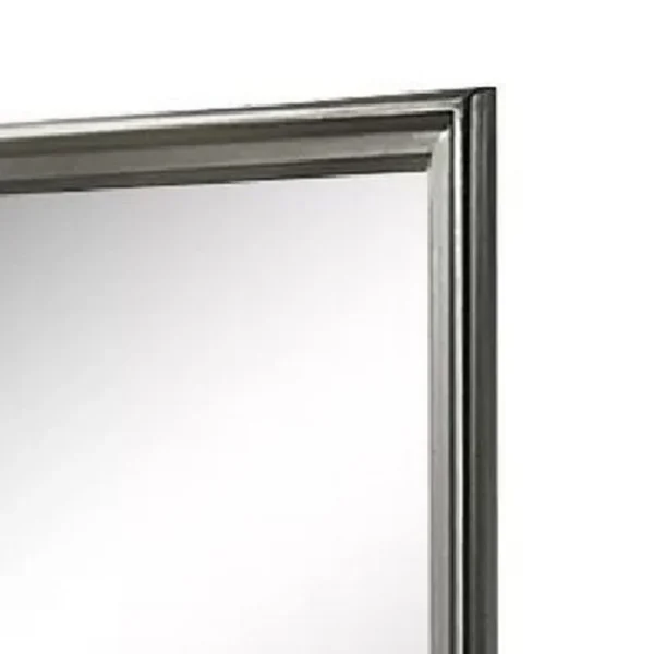 Modern Dresser Mirror, Dark Gray, Square 38 Inch Solid Wood Frame