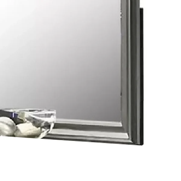 Modern Dresser Mirror, Dark Gray, Square 38 Inch Solid Wood Frame
