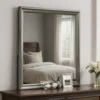 Modern Dresser Mirror, Dark Gray, Square 38 Inch Solid Wood Frame