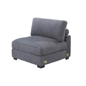 Nolan Armless Modular Chair with Square Frame, Dark Gray Corduroy