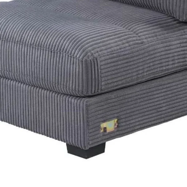 Nolan Armless Modular Chair with Square Frame, Dark Gray Corduroy