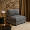 Nolan Armless Modular Chair with Square Frame, Dark Gray Corduroy