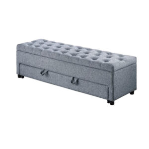 BM341054_1_c3b23430-6bf2-43a4-baa5-1407b19008c2 Kenny Ottoman, Underseat Drawer, Gray Button Tufted Boucle 60 Inch