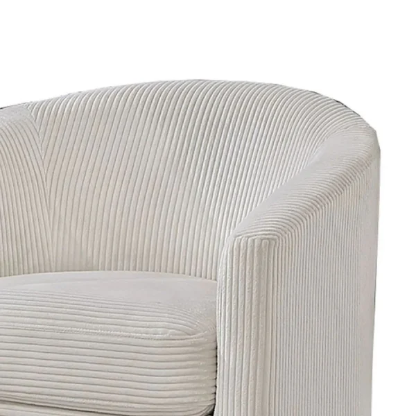 Celina Swivel Chair with Barrel Style Curved Back, Beige Corduroy