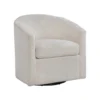 Celina Swivel Chair with Barrel Style Curved Back, Beige Corduroy