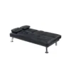 Gary Convertible Sofa with Fold-Down Table, Metal, Black Faux Leather