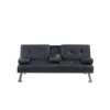 Gary Convertible Sofa with Fold-Down Table, Metal, Black Faux Leather