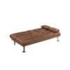 Gary Convertible Sofa with Fold-Down Table, Metal, Brown Faux Leather