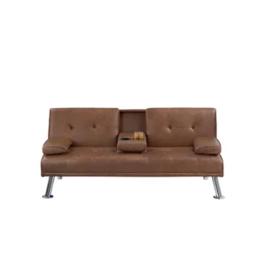 BM341060_8a37ba7d-71a2-432c-bccf-bc19f58272eb Gary Convertible Sofa with Fold-Down Table, Metal, Brown Faux Leather