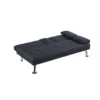 Gary Convertible Sofa with Fold-Down Table, Metal Legs, Black Fabric