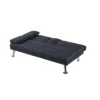 Gary Convertible Sofa with Fold-Down Table, Metal Legs, Black Fabric