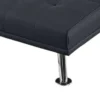 Gary Convertible Sofa with Fold-Down Table, Metal Legs, Black Fabric