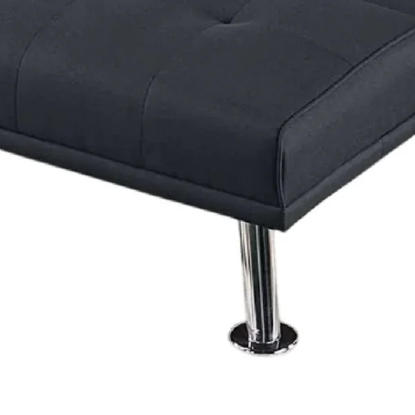 Gary Convertible Sofa with Fold-Down Table, Metal Legs, Black Fabric