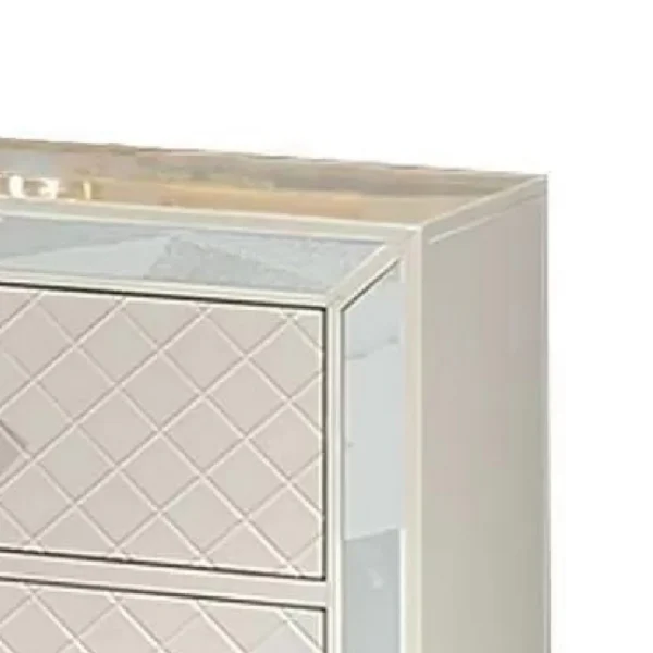 Athon Nightstand with 2 Drawers, Built-In Charging Port, Ivory Wood