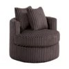 Tamara Round Swivel Chair with 2 Back Cushions, Brown Corduroy