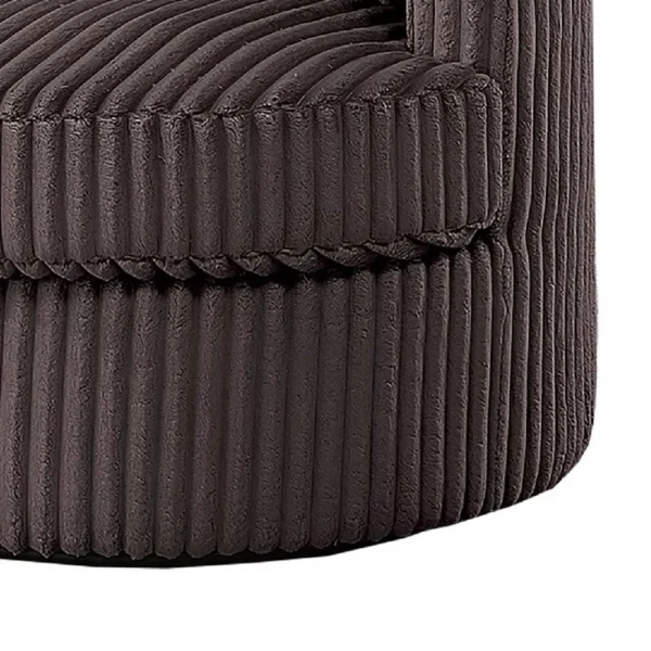 Tamara Round Swivel Chair with 2 Back Cushions, Brown Corduroy
