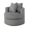 Tamara Round Swivel Chair with 2 Back Cushions, Gray Corduroy Fabric