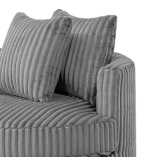 Tamara Round Swivel Chair with 2 Back Cushions, Gray Corduroy Fabric