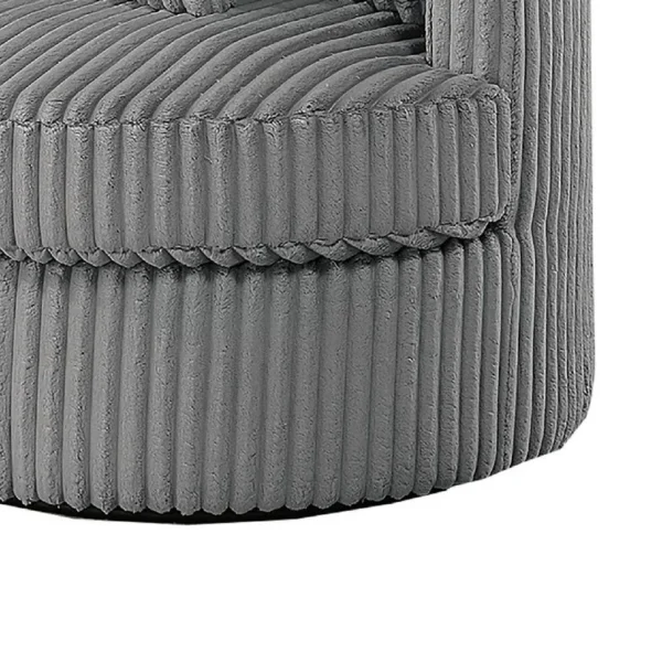 Tamara Round Swivel Chair with 2 Back Cushions, Gray Corduroy Fabric