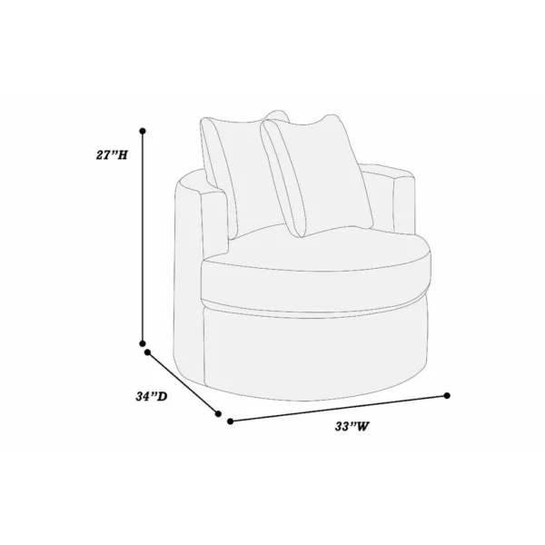 Tamara Round Swivel Chair with 2 Back Cushions, Gray Corduroy Fabric