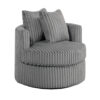 Tamara Round Swivel Chair with 2 Back Cushions, Gray Corduroy Fabric