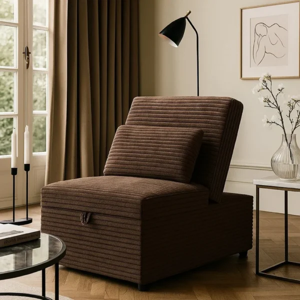 BM341123_6 Danyl Convertible Sofa with Pull-Out Bed, Brown Channel Tufted Corduroy