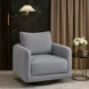 BM341124_6 Wade Swivel Armchair with 360 Rotation and Square Frame, Gray Boucle