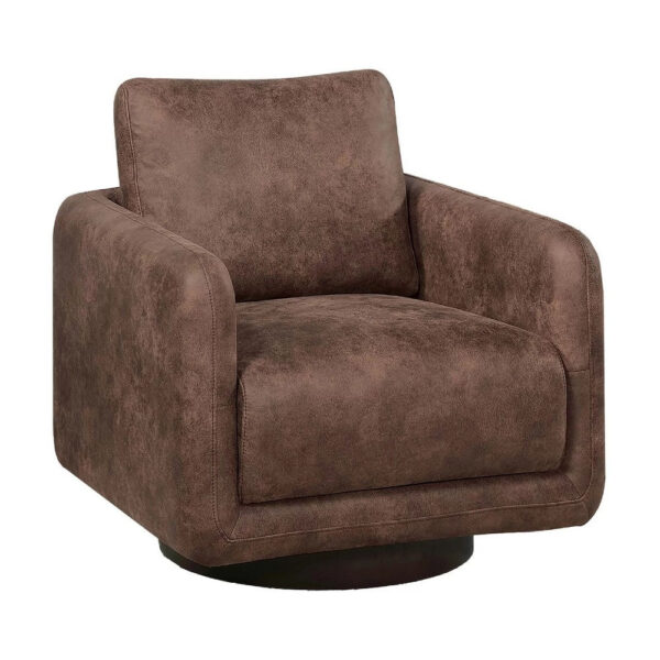 BM341126_8b9328a9-9310-4769-9e69-452c1bcf7b42 Wade Swivel Armchair, Square Frame, Walnut Brown Faux Leather