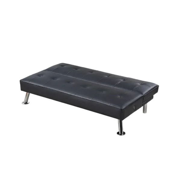 BM341128_2_8b7fd05f-26ff-4ea9-914f-b90766473519 Milana Convertible Sofa Bed, USB Port, Black Faux Leather, 66 Inch
