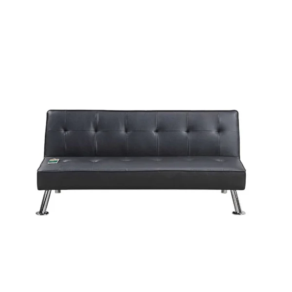 BM341128_bf694c3f-b1d9-4759-bd7c-f05fac2cc8e6 Milana Convertible Sofa Bed, USB Port, Black Faux Leather, 66 Inch